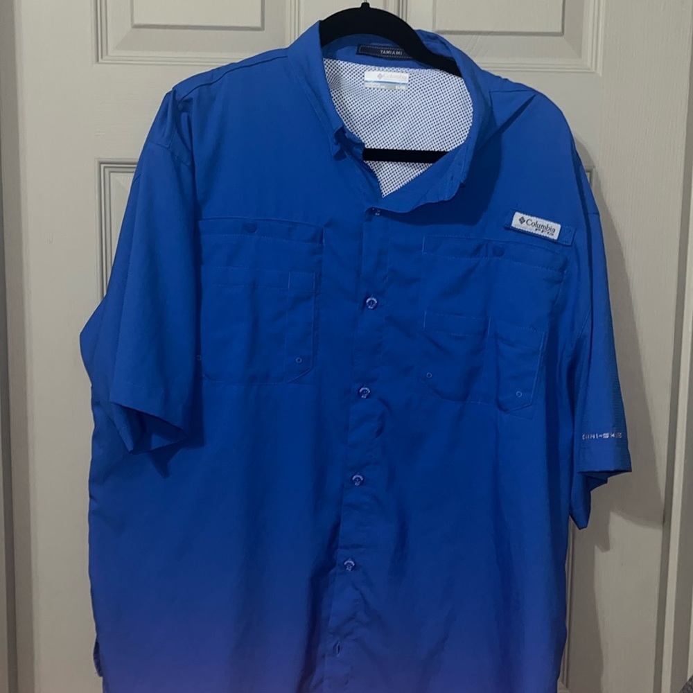 Columbia Men’s PFG Tamiami Fishing Shirt Blue Vented XL